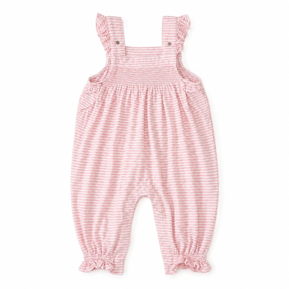 Angel Dear Baby Pink & White Striped Ruffle Romper